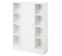 TEMU kleankin Armario de Suelo para Baño de Madera con 8 Compartimentos Abiertos y 1 Puerta con Estantes Ajustables Mueble Auxiliar Multiusos para Cocina Salon 71x22x100 cm