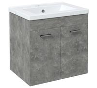 TEMU kleankin Mueble de Baño con Lavabo CerAmico Armario de Lavabo de Pared con y Estante Ajustable Acabado Melamina 60x45, 5x60 cm