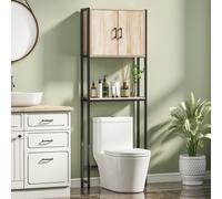 TEMU kleankin Mueble sobre Inodoro, Organizador sobre WC con , Estante Ajustable, Estante Abierto, Estantería de Baño WC para Pequeño, 64x19x178 cm, Natural