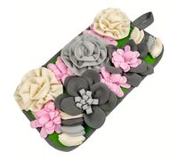 TEMU KM-P Alfombrilla de Alimentación para Mascotas Pequeñas con Coloridos y Diseño Floral - Dispensador de Comida para Conejos, Hámsters, y Gatos - Juguete Duradero de Poliéster No Eléctrico