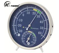 TEMU KT THERMO Termohigrometro de acero inoxidable premium para interiores - Monitoreador de analógico, base antideslizante, ideal para hogar y oficina, regalo para y familiares, no requiere batería.