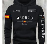 TEMU La colección de otoño e invierno de Ling Mo KOURRTER sudaderas con capucha de pareja de moda con un diseño vintage, que exhiben española de Madrid y influencias .