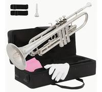 TEMU La Profesional Bemol de Latón con Níquel y Baño de Plata de Calidad, Estuche y Bolsa, Boquilla 7C, Guantes, Adecuada para Banda Sinfónica