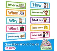 TEMU LACHILLY 16-Pack Tarjetas de Educación, de Preguntas de Inglesa, Material de Papel, Decoración de , Ayudas de Enseñanza para , Suministros Escolares para Kindergarten