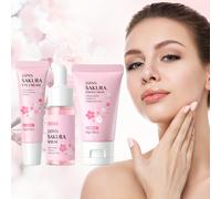TEMU LAIKOU Sakura Set de Cuidado Facial de 3 Piezas Estilo Japonés Rosa y - Sérum Iluminador con Niacinamida y , Crema Hidratante para Rostro y Ojos con Glicerina y Ácido Hialurónico