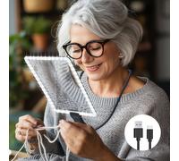 TEMU Lámpara de escritorio con iluminación recargable de gran tamaño y lupa, portátil desmontable, manguera ajustable, 3 niveles de , luminosidad 4.5 horas, carga Tipo-C