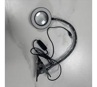 TEMU Lámpara de Escritorio LED con Clip, Lupa Aumento x10, Cuello Flexible y Base Metálica - Alimentación USB para Leer, Oficina en Casa, de Trabajo, Dibujo, Uñas, Costura y Rompecabezas