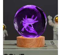 TEMU Lámpara de mesa de cristal nocturna con base LED de 16 colores y de cristal de axolotl Art Deco 3D - por USB, para regalos de Acción de Gracias, Navidad, Halloween, Día , Día de la y graduación