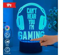 TEMU Lámpara de noche con controlador de juego 3D y control táctil, lámpara de mesa visual óptica, USB o baterías, con iluminación multicolor RGB, como lámpara de regalo