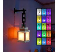 TEMU Lámpara de Noche Pixelada tipo Farol - Luz LED de 16 Colores para Pared con Táctil y Control Remoto, Lámpara de Mesa Recargable con USB, Regulable y de Color