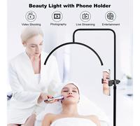 TEMU Lámpara de Pie LED de Luna , Luz de Oficina 360°, Regulables, Altura Ajustable, Soporte para Teléfono, Iluminación Profesional para Belleza, Uñas, Pestañas y Spas Faciales Diarios
