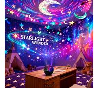 TEMU Lámpara de Proyección de Estrella y Luna con Base Negra, USB Sin Baterías, con un Pantalón que Estrellas y Coloridas Encantadoras. Es para Reuniones Familiares, Fiestas con