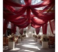 TEMU Lámpara de techo de banquete bordeado de color de de 10.6 metros de largo - de tela de poliéster y material transparente, ideal para ceremonias de boda, recepciones, manteles