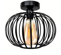 TEMU Lámpara de techo de metal negro con E27 - Lámpara colgante con pantalla redonda de llama para cocina, pasillo, , dormitorio, comedor, no bombilla