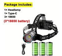TEMU Lámpara Frontal LED Más Potente, Linterna Recargable de Eficiencia, 3 Portátiles Super Brillantes para Trabajo al : Camping Caza Pescado y más
