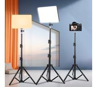 TEMU Lámpara LED de luz para fotografía, ideal para realzar en transmisiones . un ajustable y un diseño cuadrado para tablets.