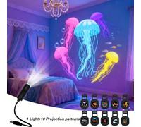 TEMU Lámpara Proyector LED con 10/6/3 Patrones de Proyección, Lámpara de Proyección Marina, Lámpara LED de Proyección , Decoración para Dormitorio, Decoración con Tema Espacial