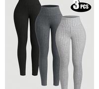 TEMU Las leggings ajustadas de otoño para mujer, confeccionados en tejido elástico y amigable al tono Beige . Ideales como ropa casual diaria e ejercicios