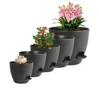 TEMU Las macetas autorriego Olisx son aptas para la mayoría de las plantas de jardín, con 5 tamaños diferentes en un estilo minimalista, ideales para plantas suculentas y violetas africanas.