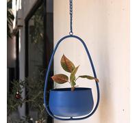 TEMU Las pequeñas cosas importan. Cesta de flores colgante azul para decoración interior y exterior, estilo minimalista moderno para , jardín con macetas colgantes.
