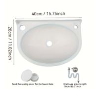 TEMU Lavabo de pared, lavabo de plástico fácil de lavar , lavabo de baño para de , lavabo, lavabo compacto de pared