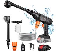 TEMU Lavadora a Presión Inalámbrica de 40Bar, Lavadora Portátil de Potencia con Boquilla Ajustable 6 en 1, Lavadora Inalámbrica de 21V, con Batería Recargable, para Coches, Suelos y Jardines
