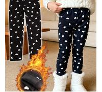 TEMU Leggings con forro polar para niñas con estampados de corazones a cuadros para mayor