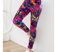 TEMU Leggings cortos para niña con estampado de graffiti colorido, súper suaves y súper elásticos