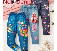 TEMU Leggings de de Denim con Estampado de Dibujos Animados y Mariposas para Niñas - 3 Piezas, Elásticos, Lavables a Máquina, Perfectos para y Ciclismo - Idea de Regalo , Perfectos para Exteriores