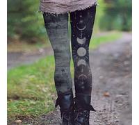 TEMU Leggings Elásticos de Poliéster con Estampado de Luna para Mujer - Casuales, Lavables a Máquina, No Transparentes para //Otoño