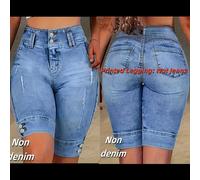 TEMU Leggings Estampados - No Hechos de Tela de de Denim, Pantalones Cortos de Yoga para Mujer con de Denim Imitado, Estampado Elástico de de Denim