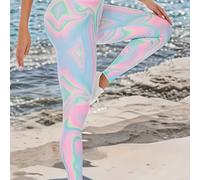 TEMU Leggins de Yoga con Levantamiento de Cadera para Mujer - Estampado Degradado , 90% Poliéster 10% Spandex, Mallas de Entrenamiento de Elasticidad para Fitness, Uso Casual y Todo el Año