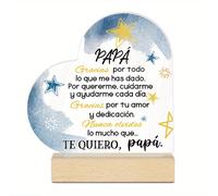 TEMU Letrero Acrílico de con Base de Madera - "Papá, lo que " - Ámame, Cústeme, Ayúdame los Días - Decoración para Mesa, Ideal para Sala Rústica o Hogar, Regalo para Padre. 2D , 2D