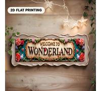 TEMU Letrero de aluminio 2D vintage europeo " al País de las Maravillas" | de pared con recortes florales y de , ideal para bares, salas de estar, restaurantes | Decoración creativa y duradera