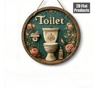 TEMU Letrero de Baño Vintage de Montaje en Pared, 2D , 1 Pieza - de Inodoro Artificial Adecuada para Hogar, Oficina, Café, Restaurante - Placa de Baño Retro con Impresión 2D e Instalación, 2D