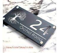 TEMU Letrero de Número de Casa Acrílico Personalizable con Diseño de Árbol - Doradas Personalizadas para Decoración de Entrada del Hogar, en la Pared, Disponible en Varios Colores