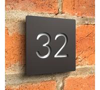 TEMU Letrero de Número Flotante Moderno | Placa de Número Acrílica Personalizada en Negro Mate, Estilo Hueco, Montaje en Pared, No Requiere Electricidad