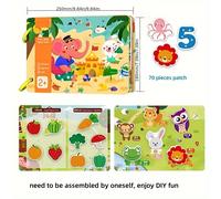 TEMU Libro de Actividades Interactivo para Familias con Niños de 3+ Años - Juguete Educativo Colorido con Pegatinas DIY, Mejora y , Reconocimiento de Animales y Aprendizaje del Alfabeto