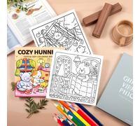 TEMU Libro de colorear de 24 páginas | Con acogedoras y cómodas entre animales esponjosos, papel , ideal para aliviar el estrés y la , regalo para , Año , , Navidad y Acción de Gracias