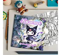 TEMU Libro de Colorear DIY de Sanrio Kuromi con 20 Páginas Gruesas - Actividad Temática de Kuromi Adecuada para &, /Regalo de Navidad, Páginas para Colorear