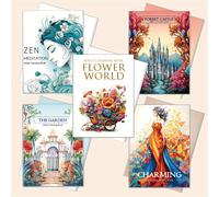 TEMU Libro de Colorear para Adultos Set de 5 - Encantadores, Zen, , Jardín, Mundo de Flores - 32 Páginas Uno - Papel de Dibujo Profesional - Relajación y Descanso