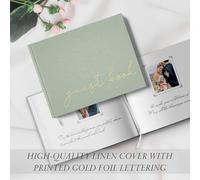 TEMU Libro de Firmas para Halloween, Navidad y Alternativas, 408 Pegatinas Fotográficas y Letrero de Mesa - Álbum de Firmas de 10''x8'' con en Foil Dorado, Ideal para Recepciones y Baby Showers