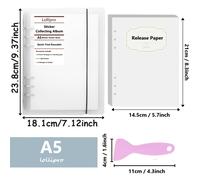 TEMU Libro de pegatinas reutilizable A6/A5 de PP esmerilado, tipo para colección de pegatinas. 40 hojas de cara, 80 páginas, papel de en de 120Gsm, 1 cremallera y 2 espátulas de plástico