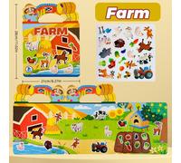 TEMU Libro de pegatinas reutilizables para niños con pegatinas autoadhesivas para . educativos incluyen granja, animales, , supermercado, cuentos y . Lavable, duradero y portátil