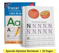 TEMU Libro de práctica de escritura a en español - Cuaderno de caligrafía del alfabeto de 32 páginas | Hojas de guía de fonética | para de preescolar y jardín de para mayores de 3 años
