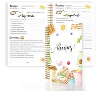 TEMU Libro de Recetas A5 (5.8" x 8.6") - Cuaderno de Recetas Personal con Encuadernación de Alambre, Capacidad para 104 Recetas