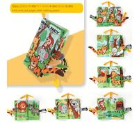 TEMU Libro de Tela Interactivo para Niños con Figuras de Animales - 6 Páginas, Juguete Educativo Sensorial en Poliéster Duradero y Fácil de Limpiar, Regalo Navideño o de para Bebés +0 Años