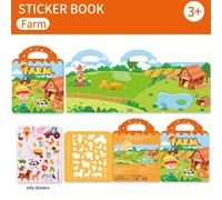 TEMU Libros de Pegatinas Reutilizables para Niños, Diseño Cara Impermeable con Dinosaurios, Animales y Vehículos, Juguetes Educativos, Material de Papel, Regalos para Navidad, Halloween y Año