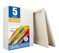 TEMU Lienzos Blancos Estirados - 11X14 Pulgadas, 100% Algodón Puro, Paquete de de 5/8 Pulgadas, Adecuados para Acrílicos, Pintura al Óleo y Otros Medios de Pintura