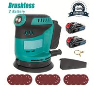 TEMU Lijadora orbital aleatoria inalámbrica con 2 piezas de batería de 3,0 Ah, 15000 RPM, 6 velocidades , 125 mm, 12x papel de , ideal para lijar, pulir madera, bricolaje, mejoras del hogar.